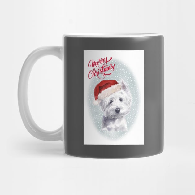 West Highland Terrier Merry Christmas Santa Dog by Puppy Eyes